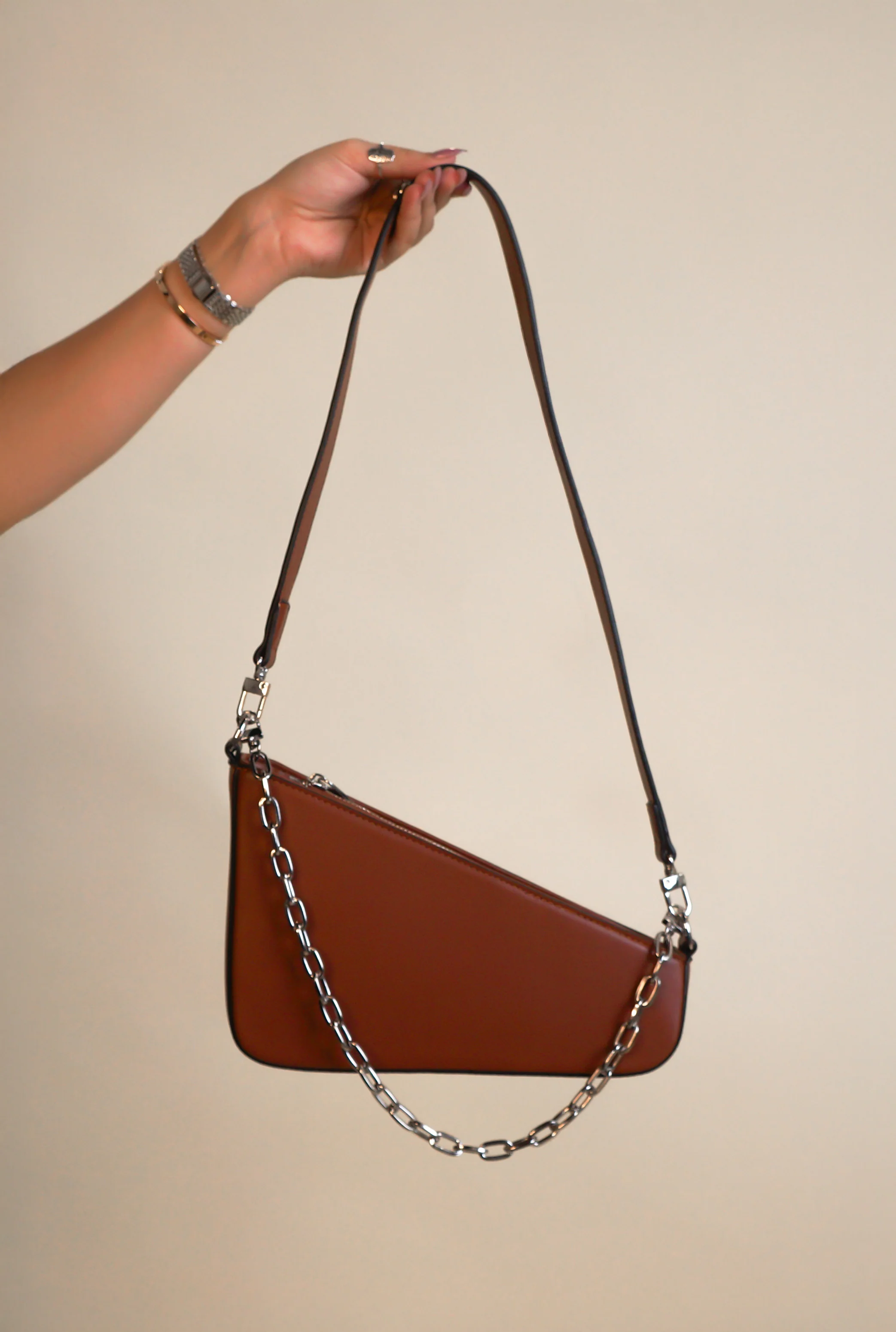 Asymmetrical Purse - Black - Brown - Taupe - Image 3