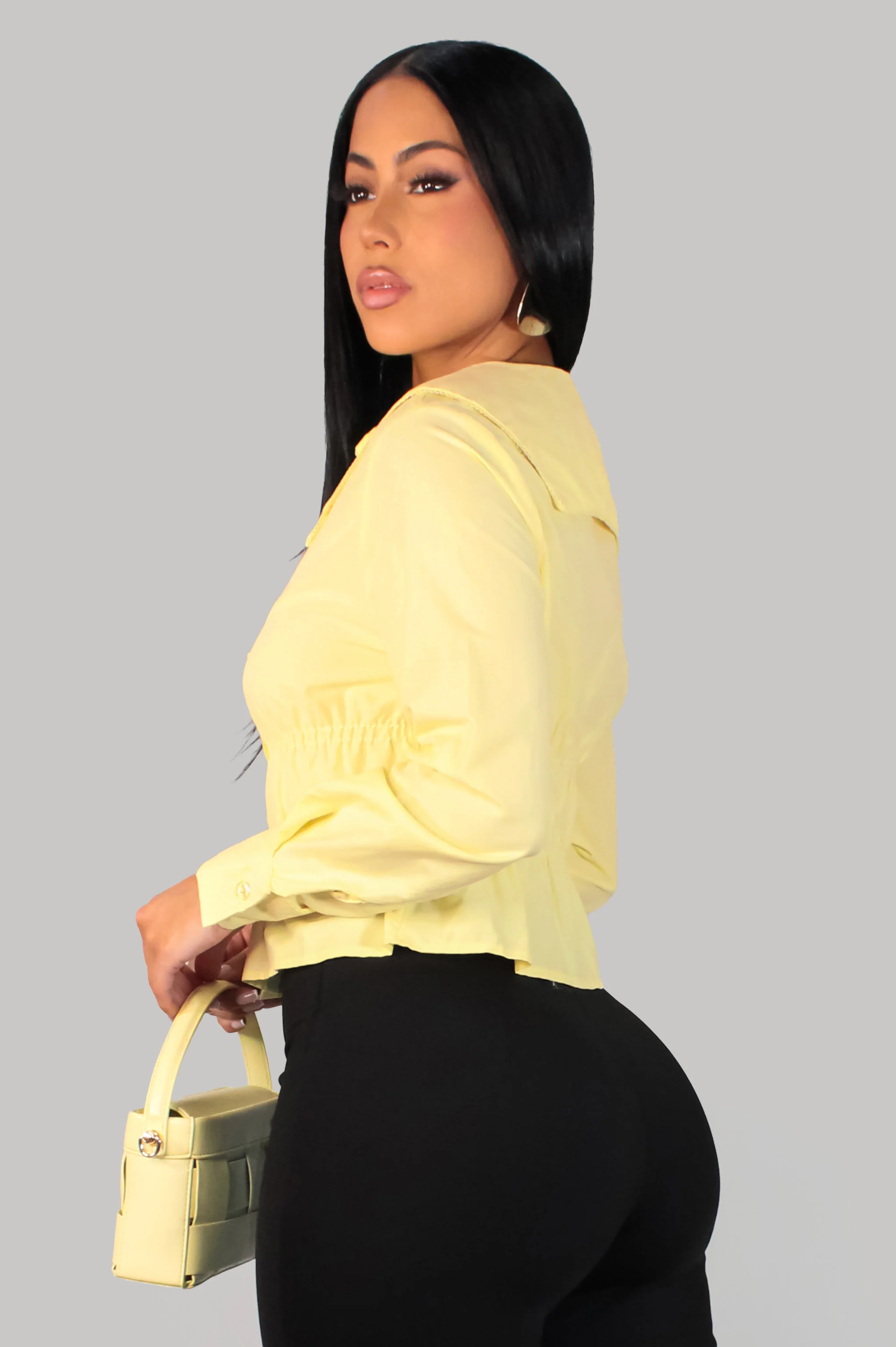 Great And Graceful Top Blouse - Yellow - Image 2