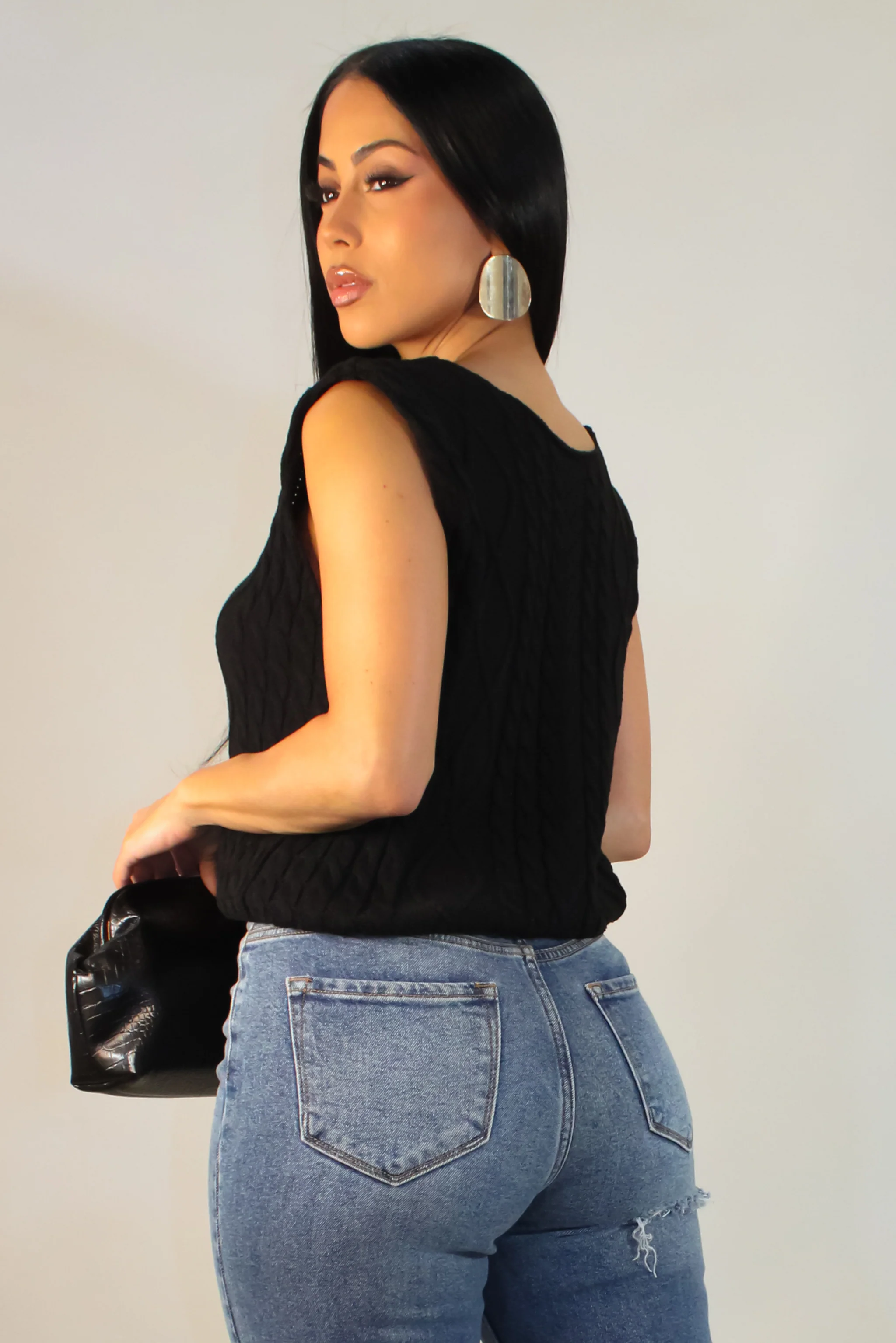 Jenny's Crotchet Top - Black - Image 2