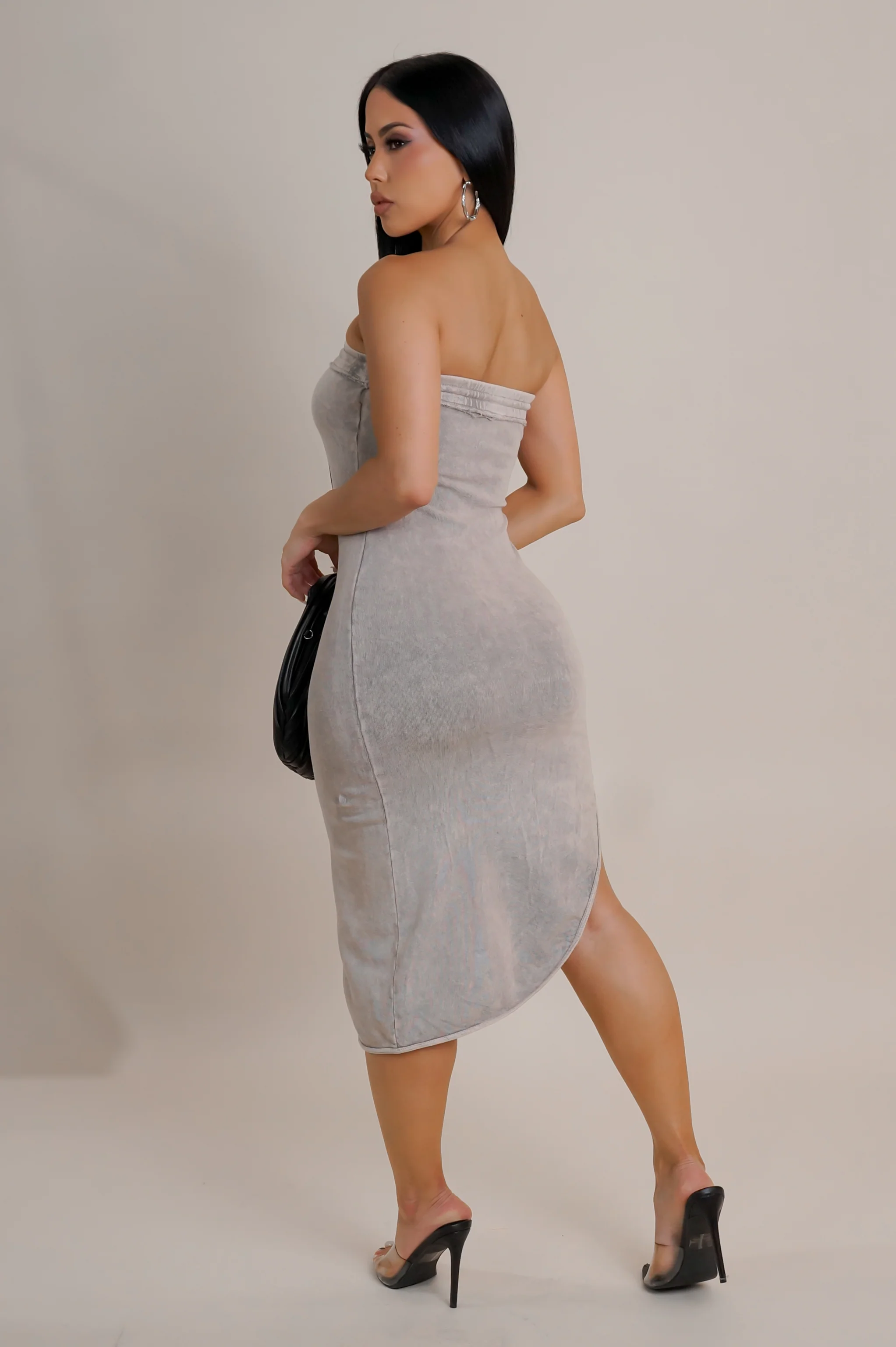 Just Doing Me Midi Dress- Taupe - Image 2