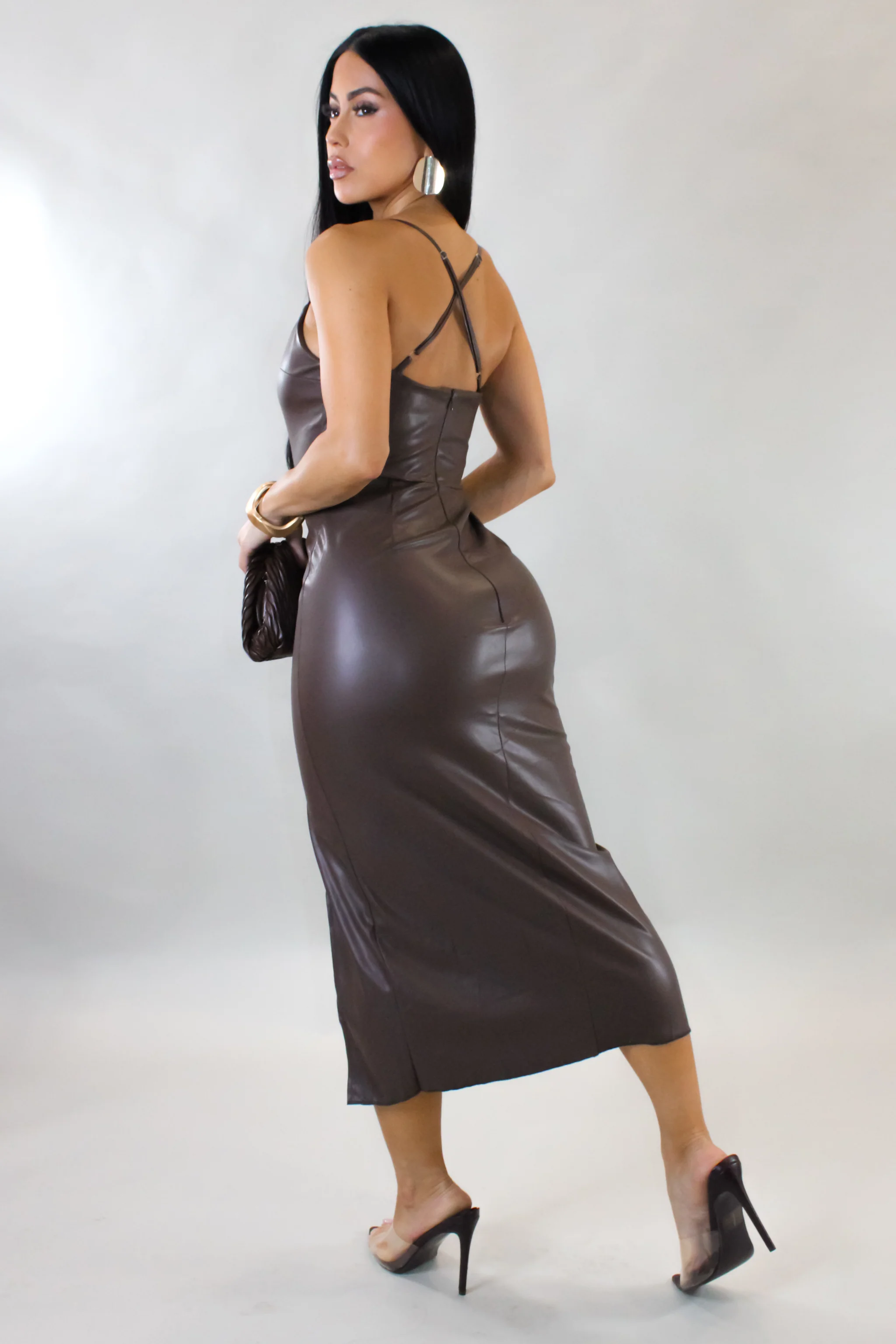 Lure You In Midi Dress - Brown - Image 2