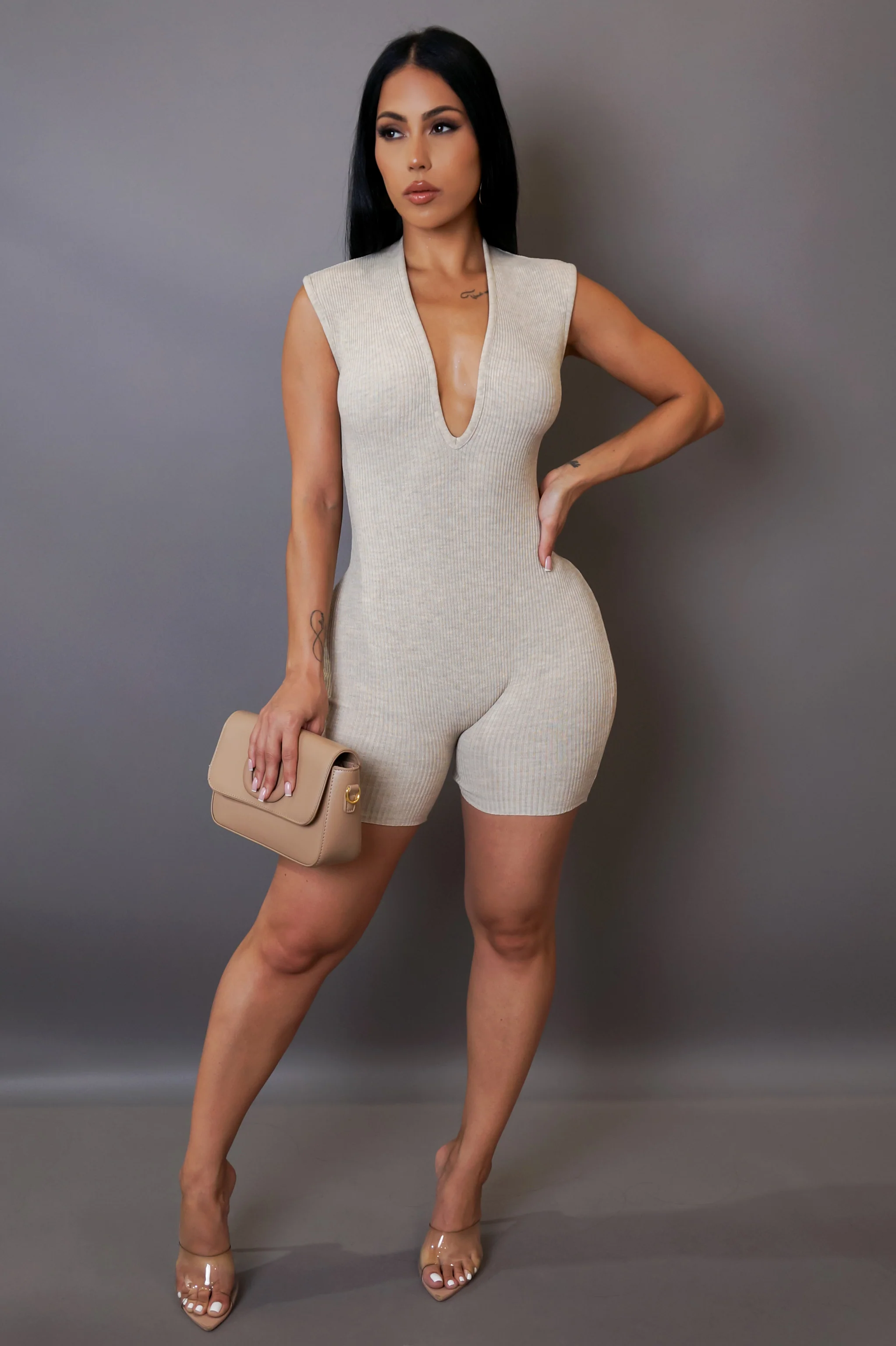Second Skin Romper - Oatmeal - Image 3