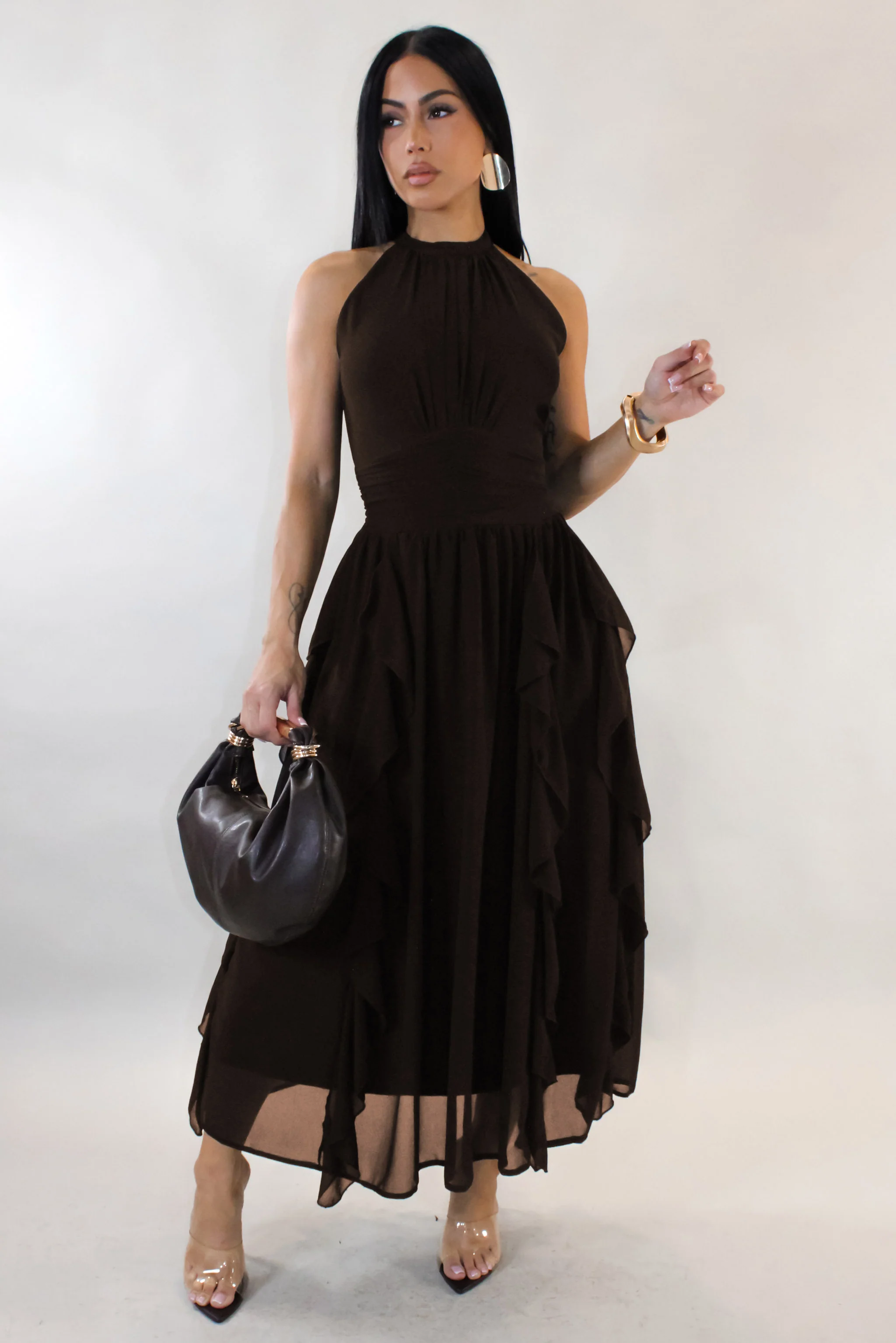 The Thrill Midi Dress - Brown