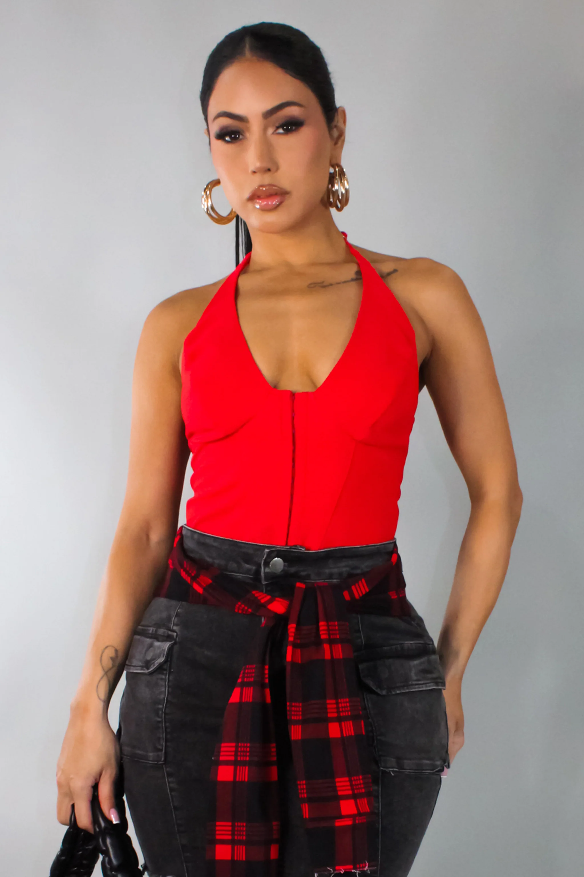Tied Down Crop Top - Red